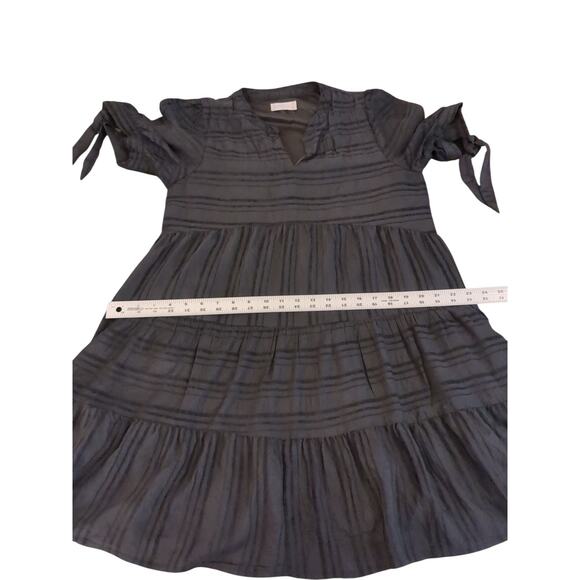 Altar'd State Babydoll Dress Small Tie Sleeve Tiered Ruffle Black Pockets - Picture 4 of 6